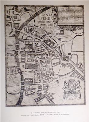 cc01695 Cambridge map 1634.jpg; cc01695; Bird's eye view of Cambridge 1634, from Thomas Fuller's History of the University; Map